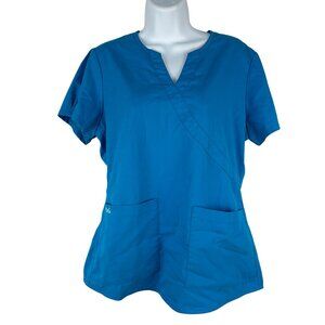 Nrg By Barco Womens Scrub Top With Pockets Blue Size M